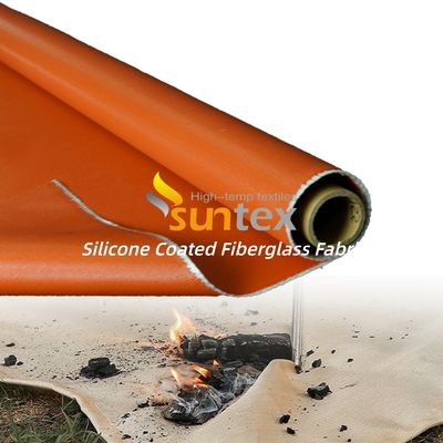 Durable Silicone Coated Fiberglass Cloth with 0.3 mm Thickness 400 g/sqm Weight and 1 / 1.2 / 1.5 meter Width for Thermal Insulation