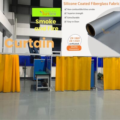 Professional EN-13501 Certified Fire Curtain Fabric with 550°C Temperature Resistance and 0.6mm Thickness for Fire Protection