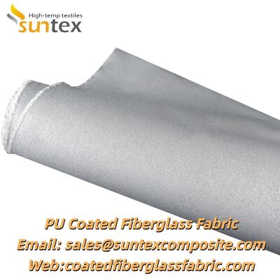 Fire Resistant Cloth PU Coated Fiberglass Fabric with 550℃ Temperature Resistance and Silver Grey Color