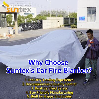 EV Car Fire Blanket with 550℃/1000℃ Thermal Resistance for Oxygen Deprivation and Easy Two-Person Deployment