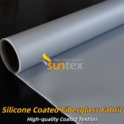 Fire Retardant Silicone Coated Fiberglass Fabric Double Sided Grey Color Curtain Fabric for Industrial Thermal Insulation and Safety