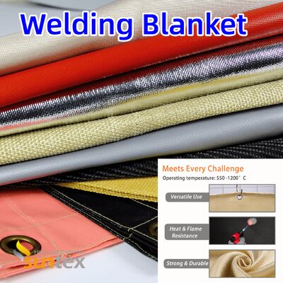 SUNTEX عباءة ثقيلة 550 درجة مئوية مقاومة للحرارة أكريليك مطلية ألياف الزجاج غطاء لحام مع أحجام قابلة للتخصيص