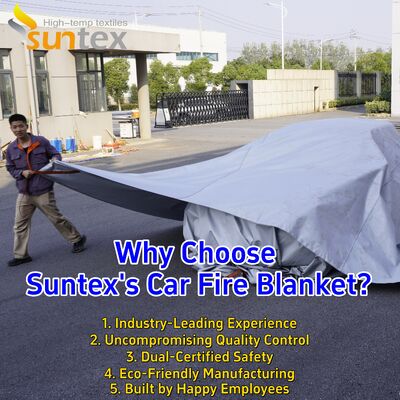 EV Car Fire Blanket with 550℃/1000℃ Thermal Resistance for Oxygen Deprivation and Gray Color Fire Pit Mat