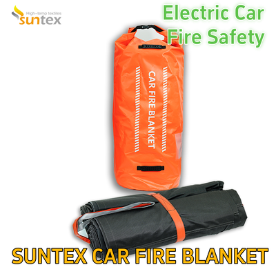 Wholesale Suntex Grey 6*8m High-Temperature Silicone Coated Fiberglass Fire Blanket for Electric car