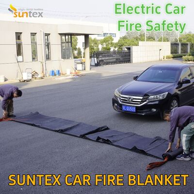 الجملة Suntex رمادي 6 * 8 م ارتفاع درجة الحرارة سيليكون المغلفة الألياف الزجاجية بطانية الحريق للسيارات الكهربائية